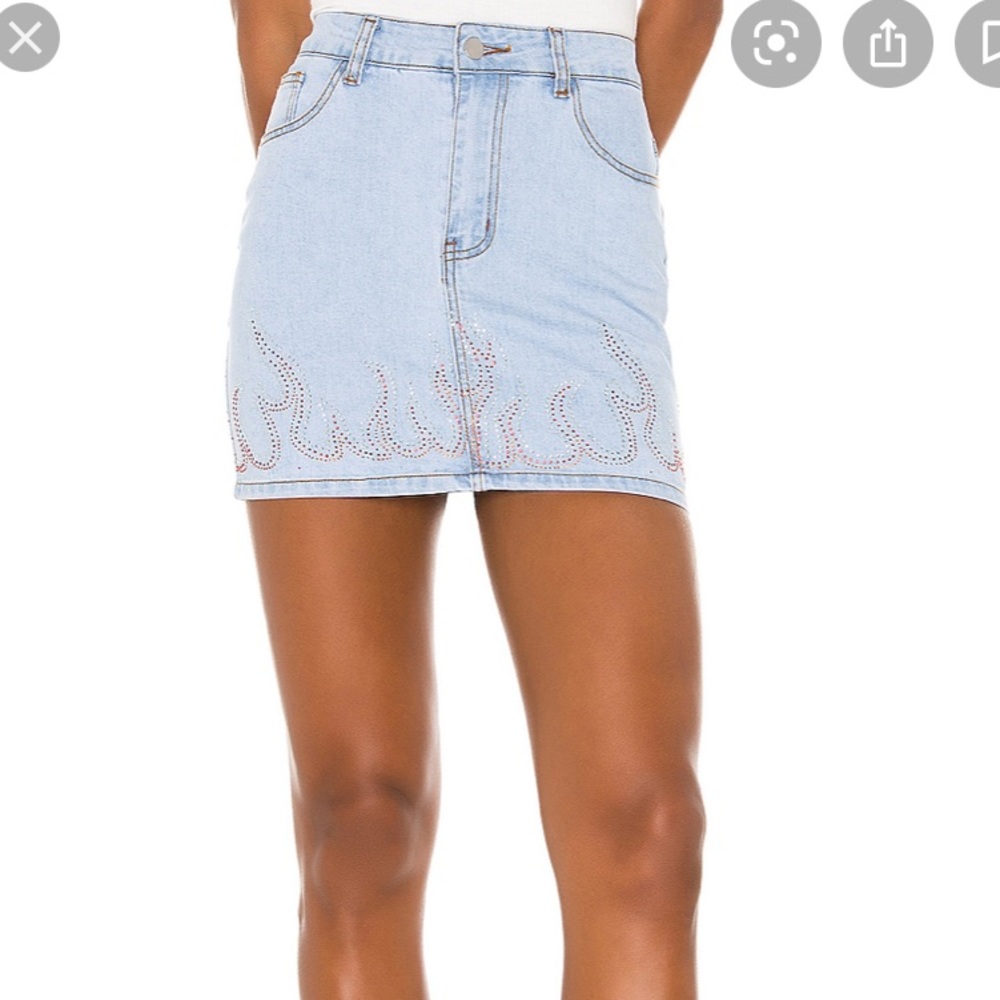 superdown flame denim skirt